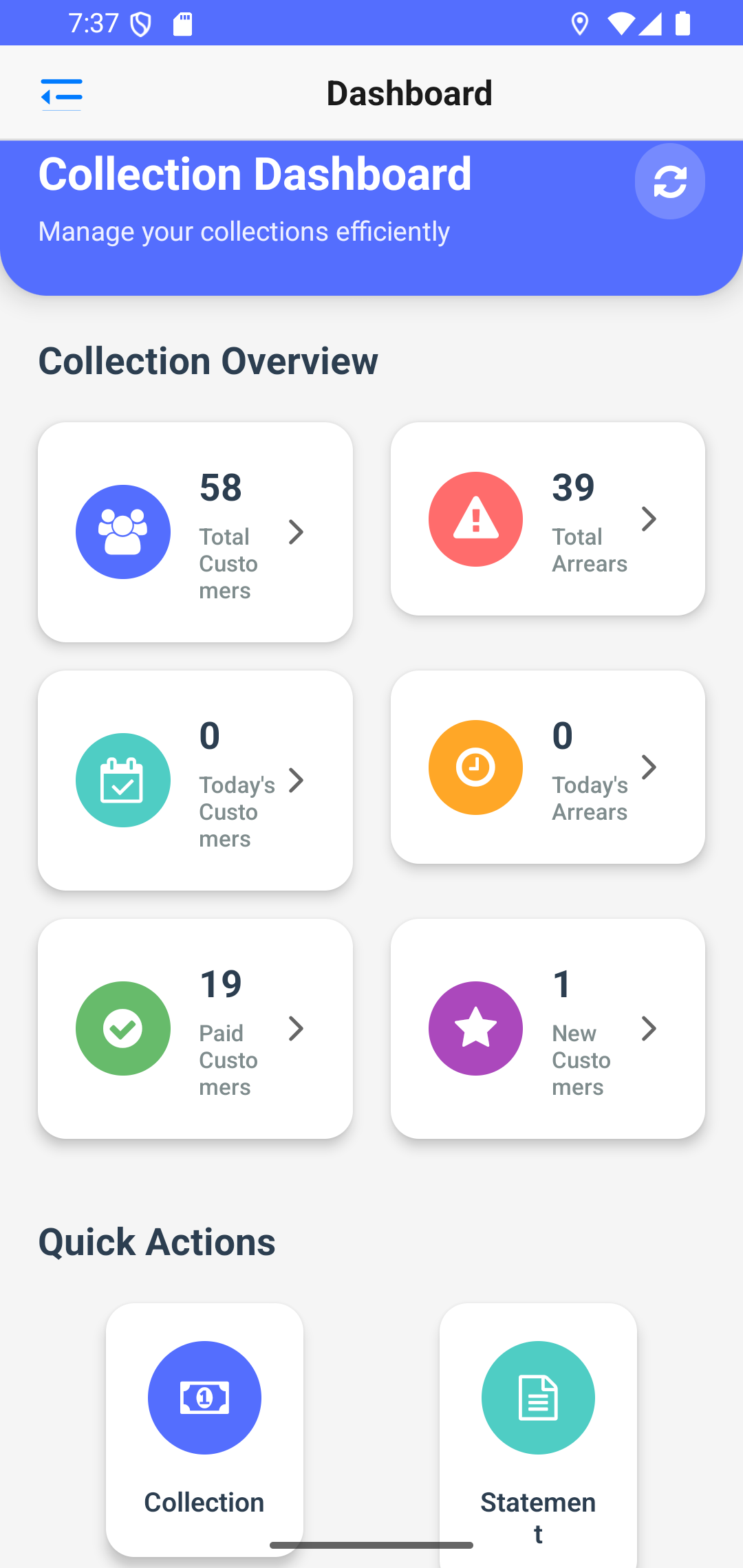 Mobile Dashboard Screenshot
