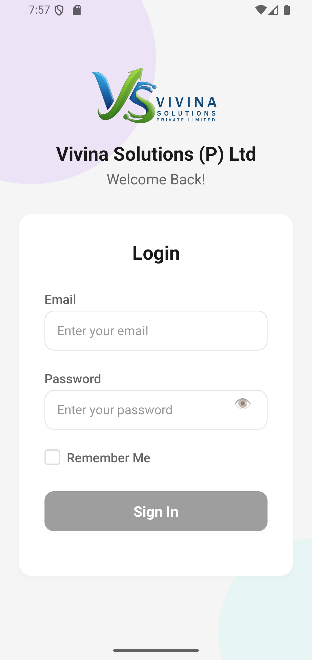 Manager Login Screenshot